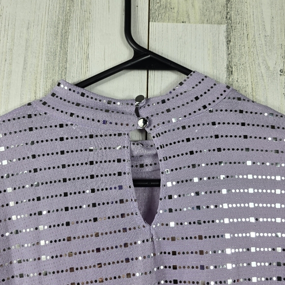 Iris lavender and silver sparkle long sleeve bodysuit women's plus size 3X - Picture 5 of 11